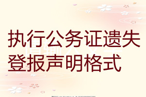 執(zhí)行公務證遺失登報聲明格式