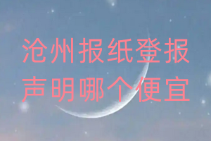 滄州報紙登報聲明哪個便宜